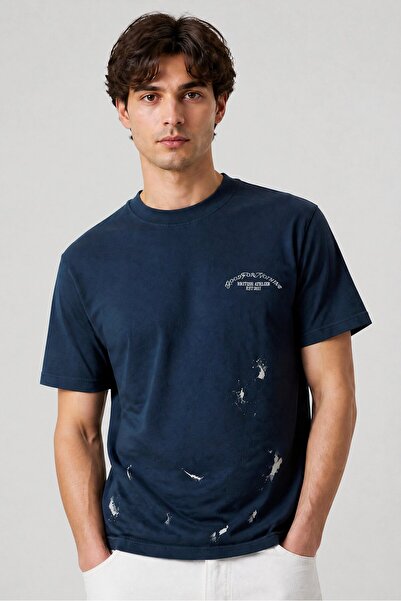 Good For Nothing Men Crew Neck Short Sleeve Embroidered Logo T-Shirt, Washed ...
