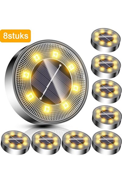 STARSTAR LED Solar Ground Spotlight, (8 units) Warm White Light, Stainless St...