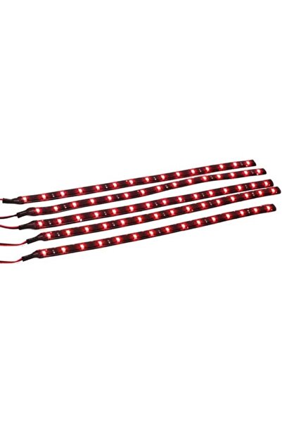 STARSTAR Set of 5 Red 30cm LED Strip Lights - 12V Waterproof Car Interior and...