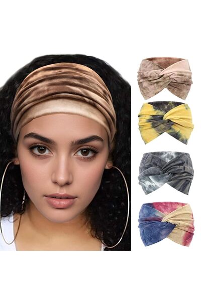 STARSTAR 4-piece headband set, women's, elastic bohemian twist headband, suit...