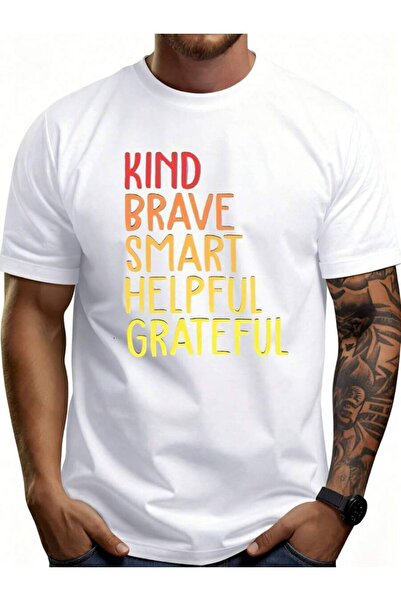Astogria13 Men'S% Graphic-Shirt Breathable Soft Lightweight Kind Brave Helpfu...