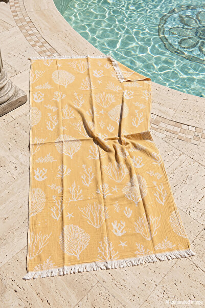 REMSA 100% Cotton Seaweed Patterned Beach Towel Bath Sauna Sea Towel Peshtema...