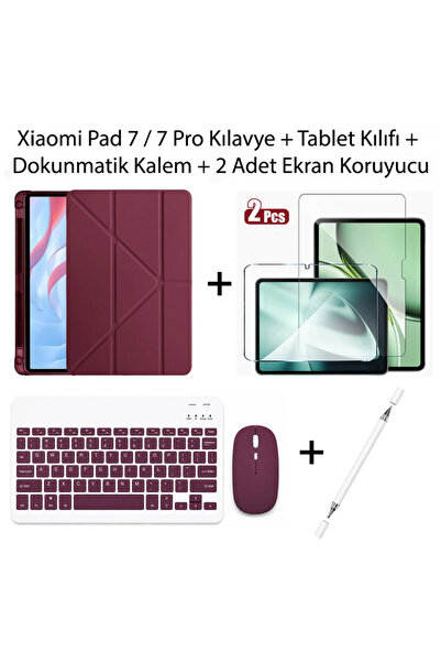Yesnıce Xiaomi Pad 7 / 7 Pro Uyumlu Standlı Kılıf Ve Dokunmatik Kalem Ve Klav...