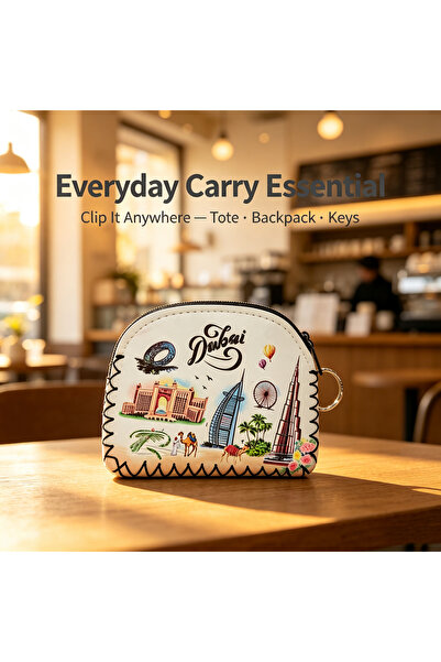 ARIANA Dubai Tourist Scenery Compact Coin Purse, Lightweight Zippered Keychai...
