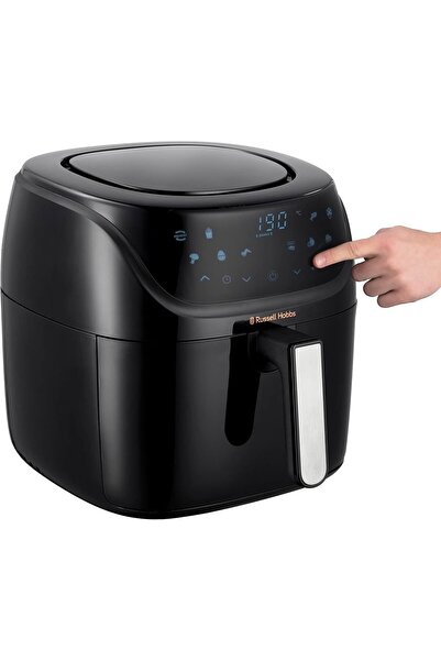 RUSSELL HOBBS مقلاة هوائية كبيرة الحجم من ساتيسفراي مع 10 وظائف طهي تشمل الخبز والشوي والتجفيف، لون أسود (8 لتر)، موديل رقم 27170