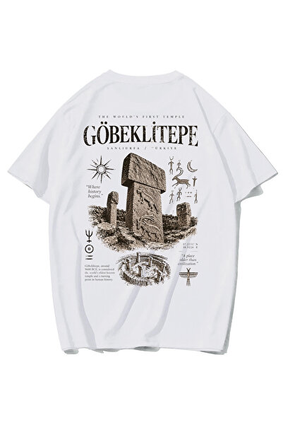 BRZ COLLECTION Unisex Oversize Göbeklitepe T-Shirt (White)