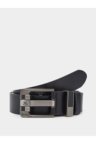 Styli Men Black Jeep Square Buckle Casual Belt