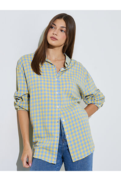Styli Checked Long Sleeves Oversized Shirt
