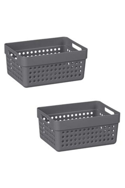 BAMI NETWORK Set cosuri depozitare plastic antracit perforate 1,25L