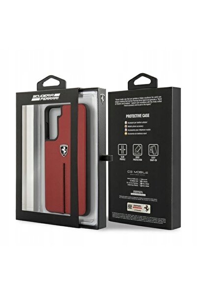 Ferrari Husă Off Track din piele și nailon cu dungă pentru Galaxy S21+, roșie