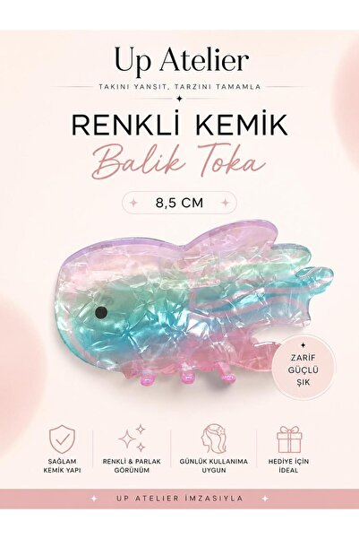 Up Atelier Pearlescent Colored Fish Bone Buckle 8.5cm
