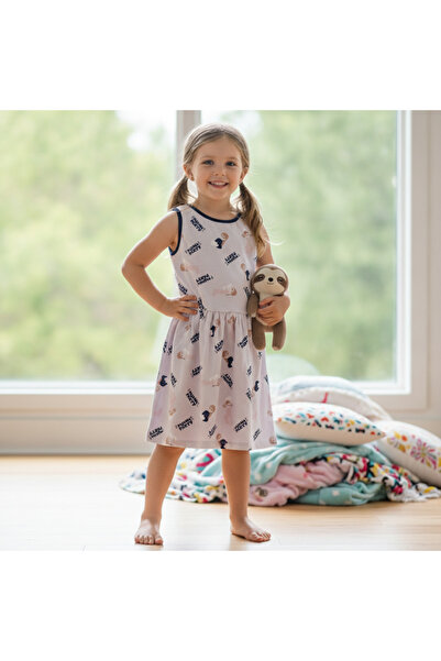 BONBON Girl's Printed Light Lilac Color Dress Bb2770