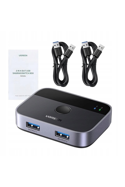 Ugreen Switch USB 3.0 2x2 CM757, 5 Gbps, 2 cabluri USB de 1.5m
