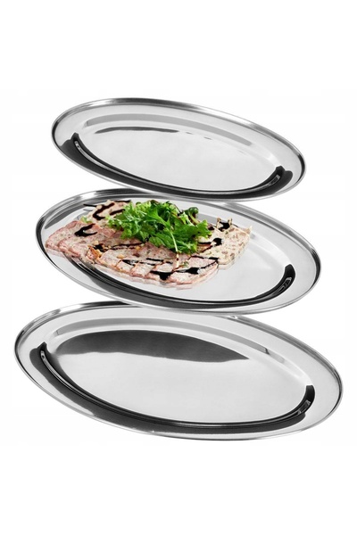 Excellent Houseware 3x tavă ovală din oțel inoxidabil pentru servire, platou,...