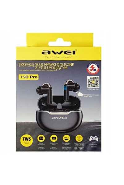 NO BRAND AWEI T50 TWS BLUETOOTH 5.3 Căști ENC + Stație de andocare Negru