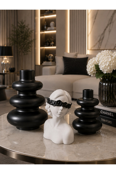 Nox Atelier Modern Dekoratif Vazo & Kadın Büstü 3'lü Dekor Seti