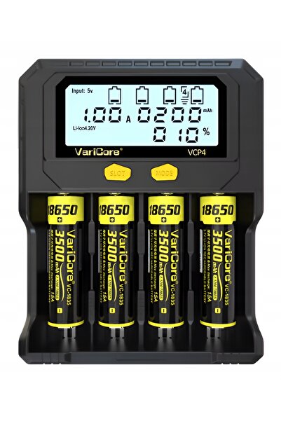 VariCore Încărcător de baterii VCP4+5V 3A pentru baterii AA AAA 18650 21700 2...