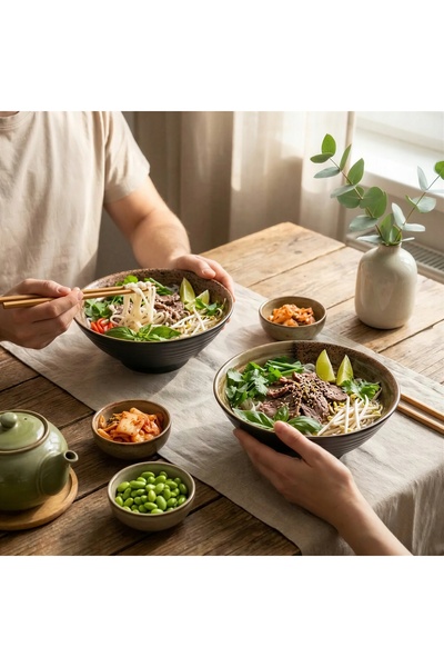 NO BRAND SET 2 BOLURI/PLATOURI ADÂNCI DE MASĂ 1L PENTRU PASTĂ, SUPĂ, RAMEN Ø20,7