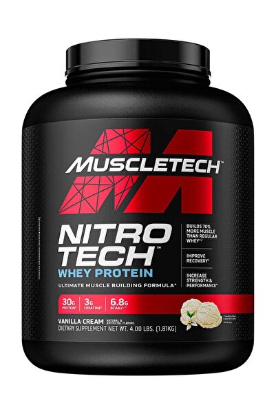 MuscleSport MuscleTech Nitro-Tech Whey Peptides Protein, Vanilla Flavor - 1.8...