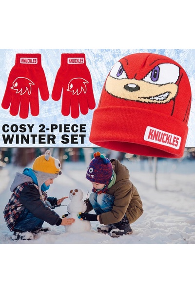 NO BRAND Set căciulă și mănuși Sonic pentru băieți 4-12 ani, cadou călduros S...
