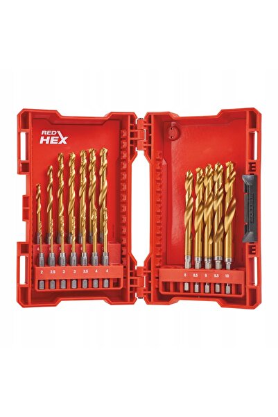 Milwaukee Burghie pentru metal HSS-G TIN RED HEX 2-10 mm (19 bucăți) 4932499763