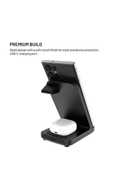 NO BRAND Încărcător wireless fix pentru telefon, căști și ceas, 15W, suport U...