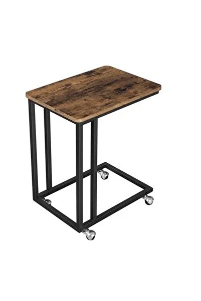 SONGMICS Masă mobilă pentru mic dejun, cafea, laptop, stil industrial, cu roț...