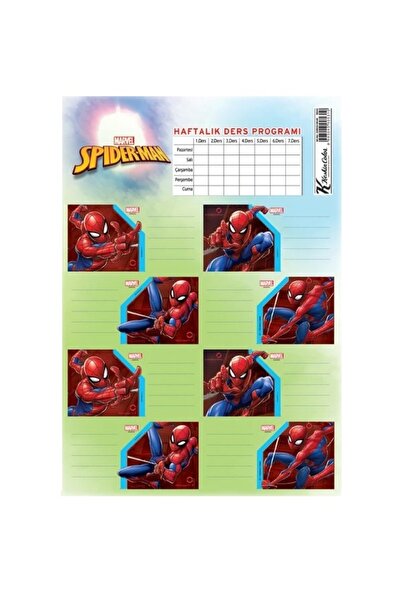 KESKİN COLOR Green Themed Spider-Man School Folder with Lesson Schedule, 3 Sh...