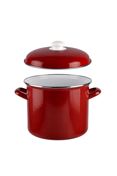 Perfect Home Oală emailată bordo cu capac, 16 cm, 2 litri