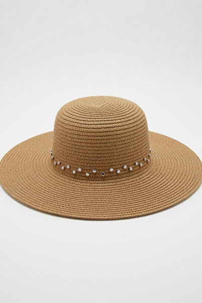 Mollycrush Women's Trendy Straw Camel Hat |   Wide Brimmed Holiday Model with...