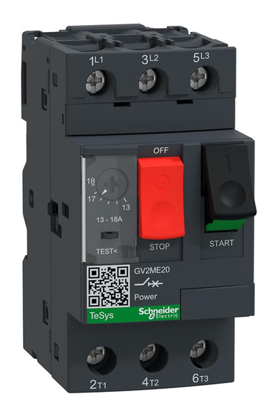 SCHNEIDER Electric TeSys GV2 Motor Circuit Breaker, 3P, 13-18 A, Thermal Magn...