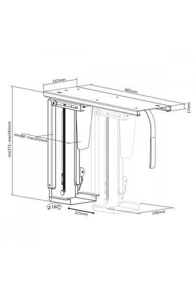Maclean Suport PC de birou, pentru montare sub birou, solid, 10 kg