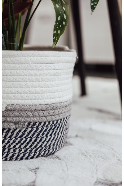 Home Styling Collection COȘ DE BUMBAC pentru obiecte mici, împletit, elegant x3