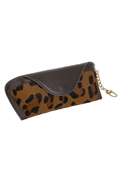 Zâna Casei Brown Leopard Pattern Sunglasses Case & Gold Keychain