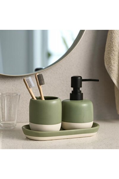 Bathroom Solutions Dozator de săpun și suport pentru periuțe de dinți, verde,...