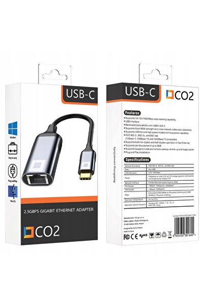 NO BRAND ADAPTOR USB-C ETHERNET PLACĂ DE REȚEA LAN GIGABIT RJ45 2.5GB