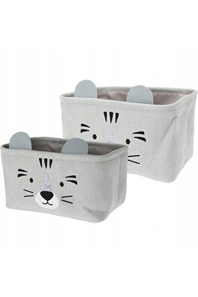 Home Styling Collection Coșuri de depozitare jucării din catifea reiată gri, ...