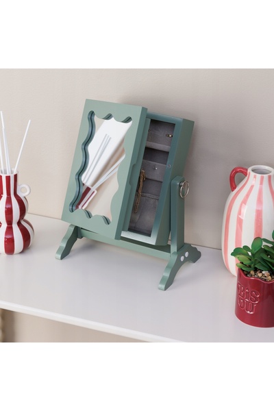 Atmosphera Oglindă cosmetică cu spațiu pentru bijuterii MDF 29X22X15 CM Verde