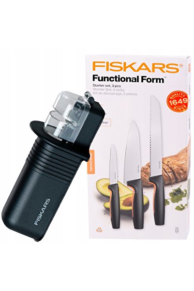 FiSKARS KIT COMPLET 3 CUȚITE PENTRU PÂINE, LEGUME, CHEF FF + ASPIRATOR DE CUȚITE
