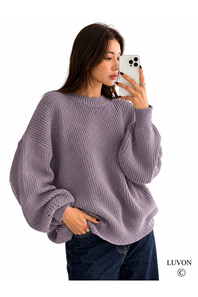 LUVON Lilac Crew Neck Oversized Women’s Knit Sweater
