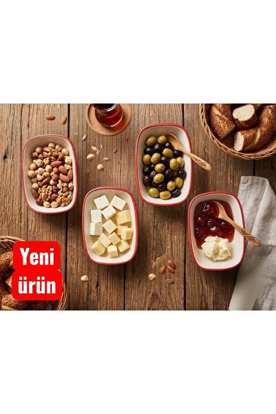 Ganita home Tabak Kayık Rectangular Presentation & Breakfast Snack Set 4 Piec...