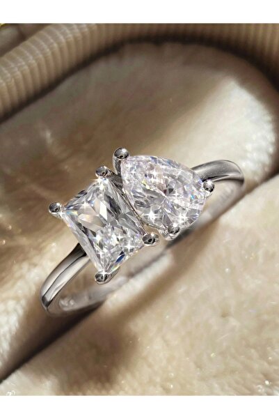 Choice14 9 Silver 925 Sterling Silver Simple Classic Zircon WaterDrop Square ...