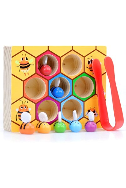 CasaDesteapta.ro Дървена игра с пчелички - Монтесори дървена играчка за деца,...