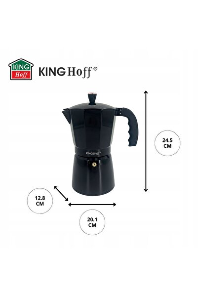 Kinghoff Espressor din oțel, cu inducție și gaz, 12 căni, 600 ml