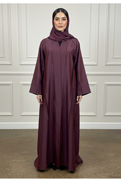 Nukhbaa Textured Panel Abaya|Silk-Blend Fabric