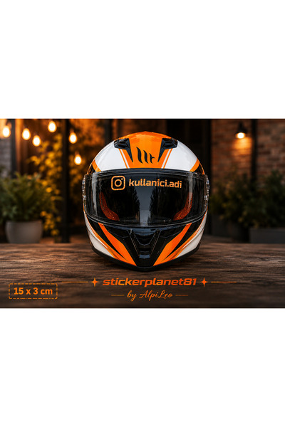 AlpiLeo Kişiye Özel Instagram Kullanıcı Adı Kask Vizör Sticker Gold Kesim Fol...