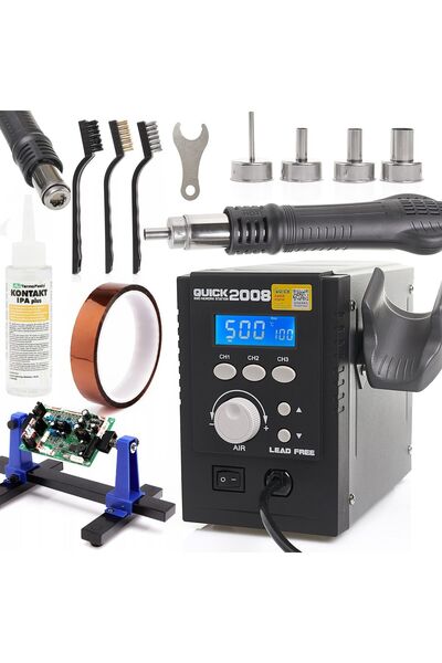 TECHREBAL Stație de aer cald Quick 2008 + Suport PCB + Kapton 20mm + IPA 100m...