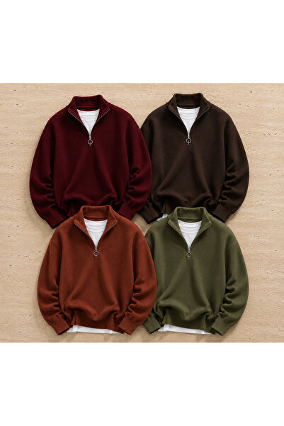 oneoff 4-Piece Advantageous Men's Casual Half-Zip Winter Knitwear Thessalonik...