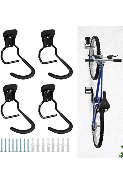 Generic Brand 4 cârlige perete suport bicicletă, oțel antirugină, 40 kg fieca...