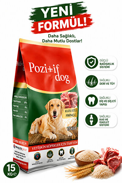 pozitif dog Kuzu Etli Pirinçli Yetişkin Köpek Maması 15 Kg | Yeni Formül | Ko...